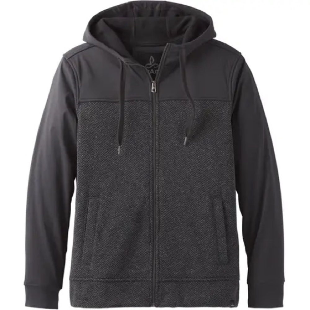 Prana Black Grey Zion Full-Zip Long Sleeve Hoodie Jacket Men’s Size Medium